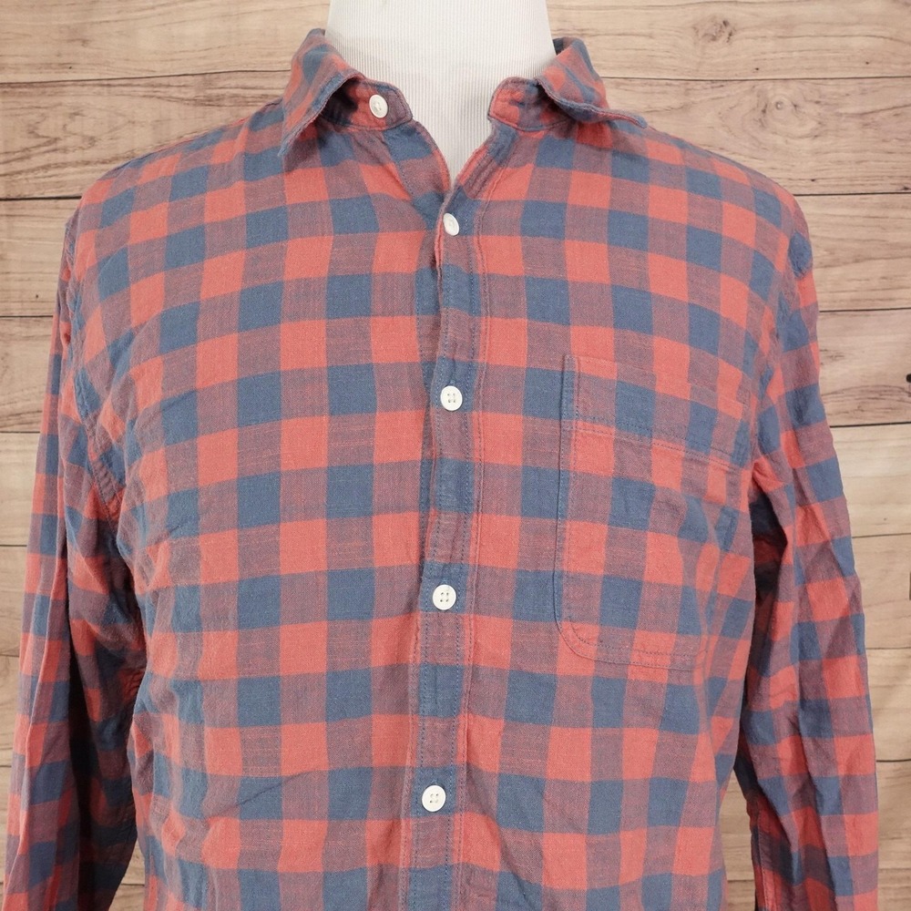 American Eagle Outfitters Shirt Mens XL Orange Plaid Long Sleeve Button-Up